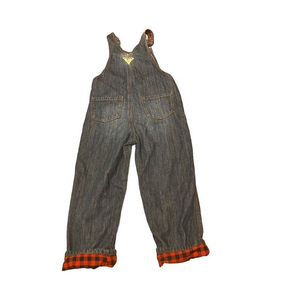 Oshkosh B'gosh Vestbak Overalls Denim Blue Heart SZ 5T ROLLED RED PLAID CUFF - Picture 8 of 12